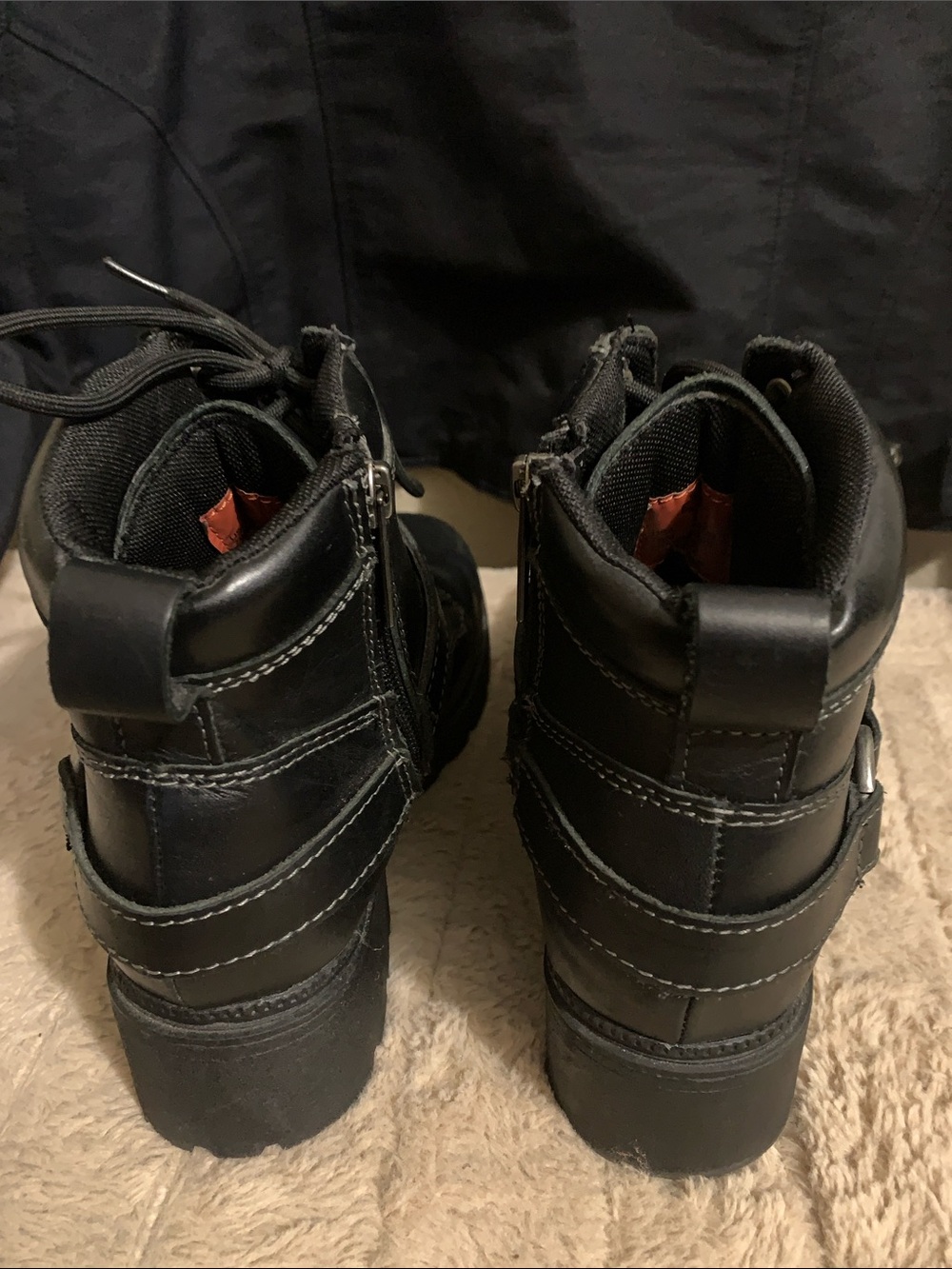 Harley-Davidson Black Leather Lace-Up Moto Harness Boots - Picture 5 of 14